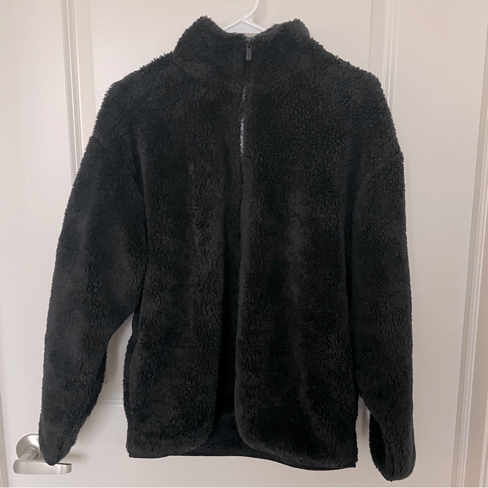 Victoria’s Secret PINK Teddy Full-Zip Jacket Black Sz Medium